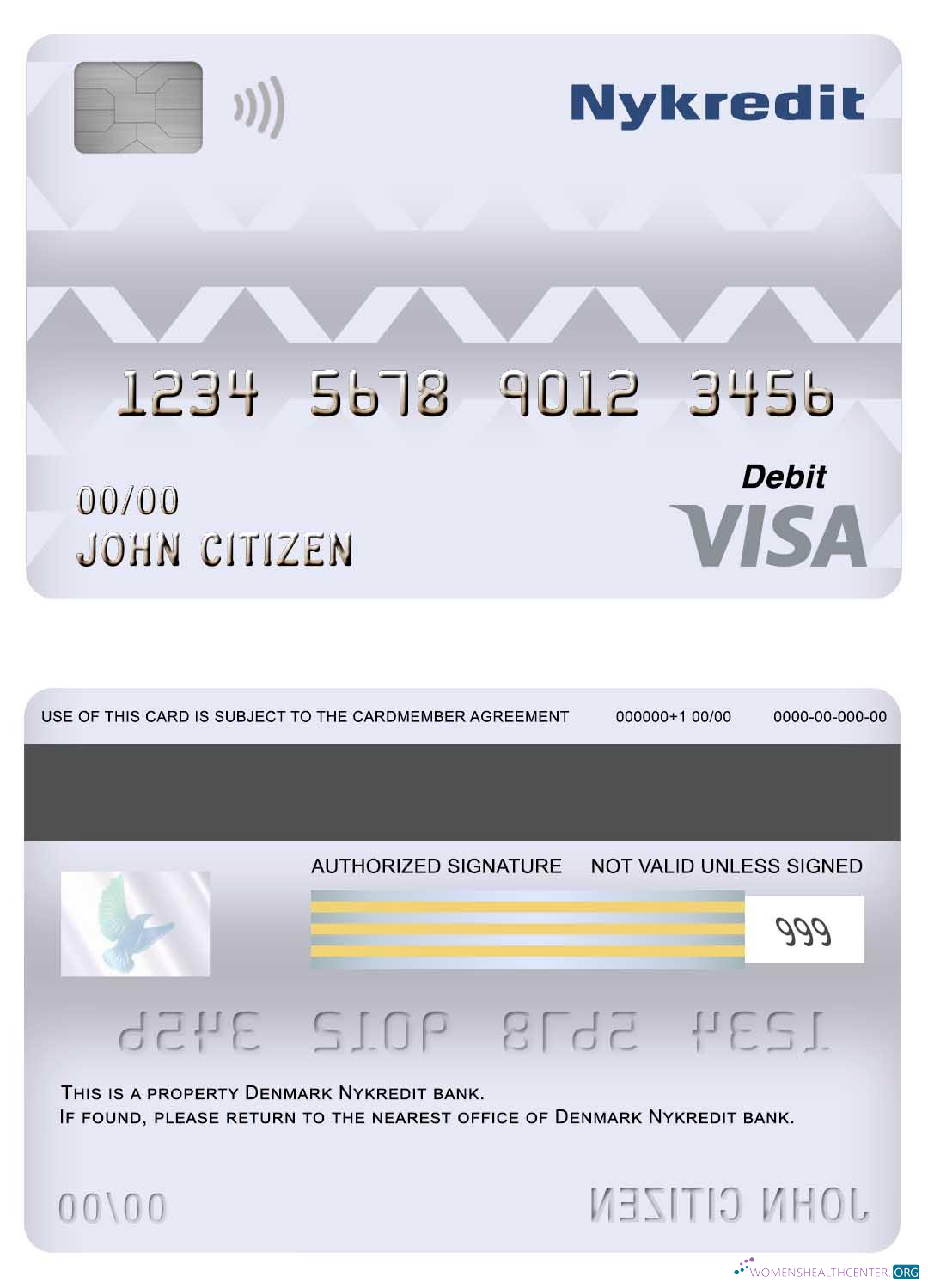 Download Denmark Nykredit bank visa debit card Photoshop template